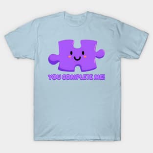 You Complete Me! Cute Purple Puzzle Piece Cartoon T-Shirt